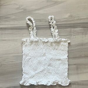 Old Navy White Smocked Ruffle Tank